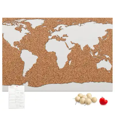 Printed Cork World Map Pin Board