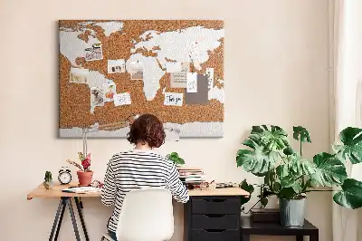 Printed Cork World Map Pin Board