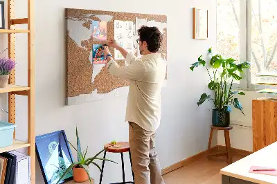 Printed Cork World Map Pin Board