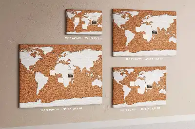 Printed Cork World Map Pin Board