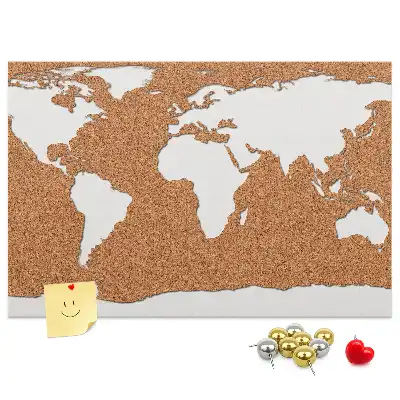 Printed Cork World Map Pin Board