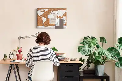 Printed Cork World Map Pin Board