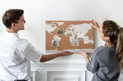 Printed Cork World Map Pin Board