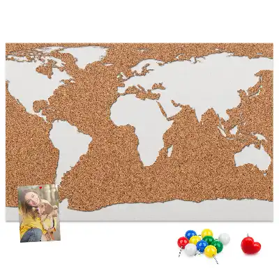 Printed Cork World Map Pin Board