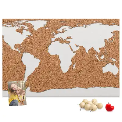 Printed Cork World Map Pin Board