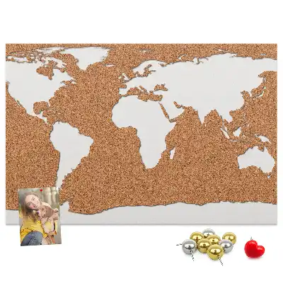 Printed Cork World Map Pin Board