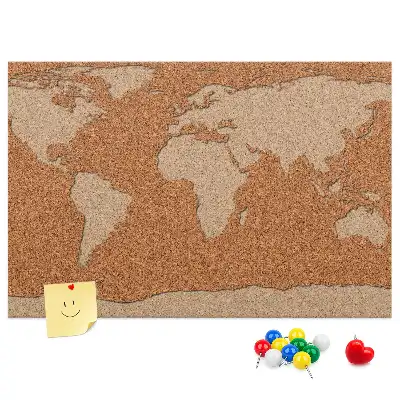 Printed Cork Memo Board Cork world map