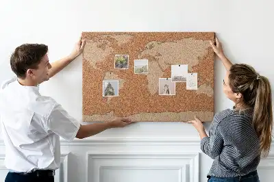 Printed Cork World Map Memo Board