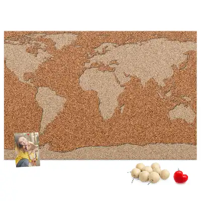 Printed Cork World Map Memo Board