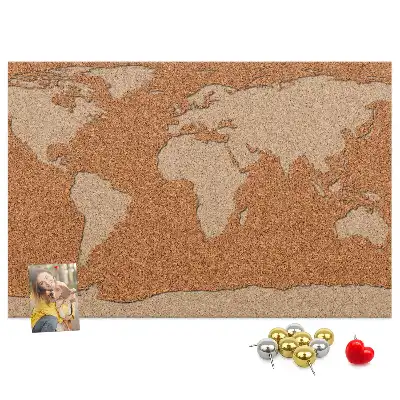 Printed Cork World Map Memo Board