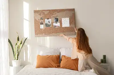 Printed Cork World Map Memo Board