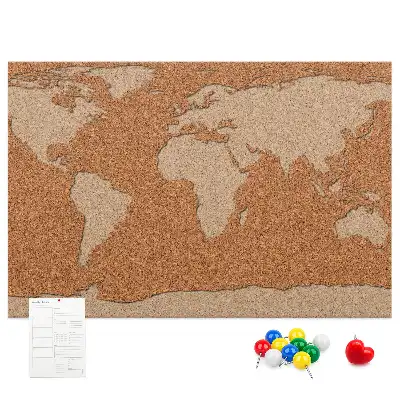 Printed Cork World Map Memo Board