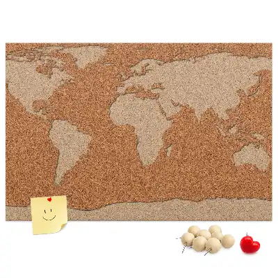 Printed Cork World Map Memo Board
