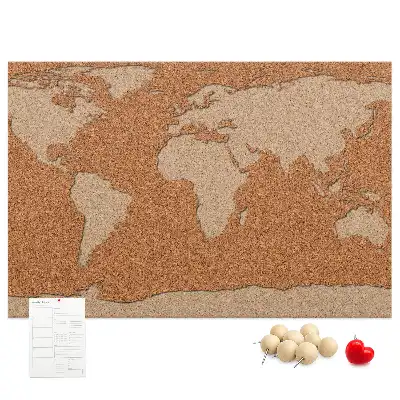 Printed Cork World Map Memo Board
