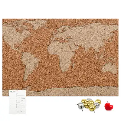 Printed Cork World Map Memo Board