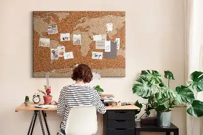 Printed Cork World Map Memo Board
