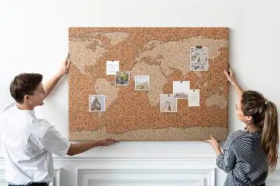Printed Cork World Map Memo Board