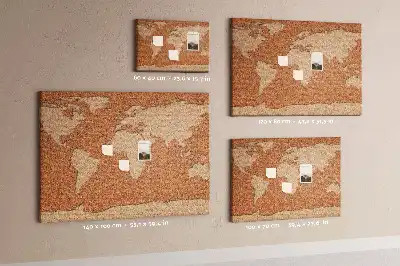 Printed Cork World Map Memo Board
