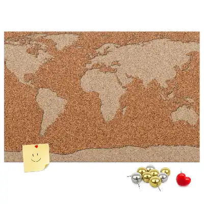 Printed Cork World Map Memo Board