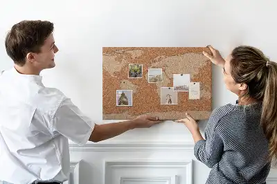 Printed Cork World Map Memo Board