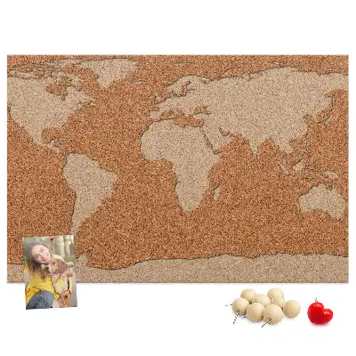 Printed Cork World Map Memo Board