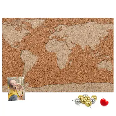 Printed Cork World Map Memo Board