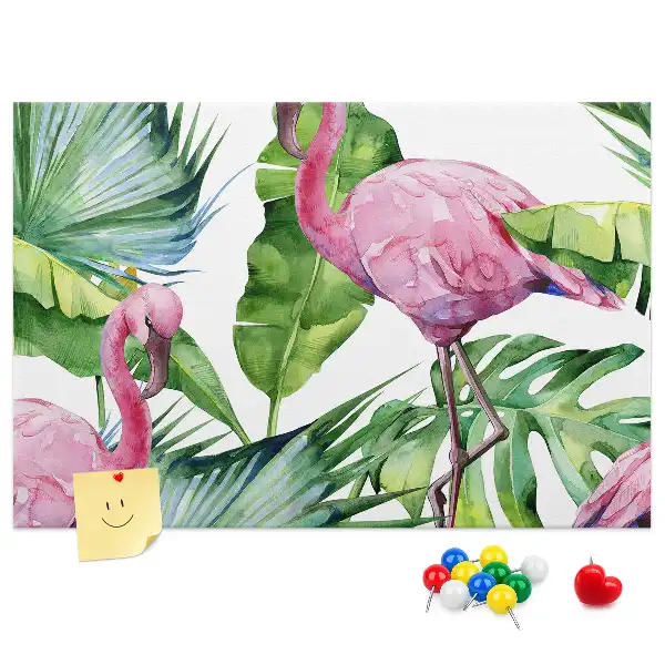 Nature-themed flamingo cork memo board