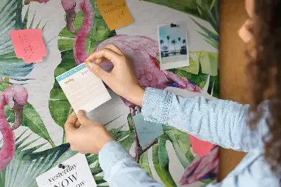 Nature-themed flamingo cork memo board