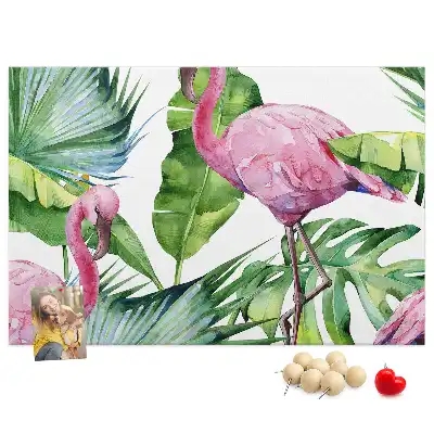 Nature-themed flamingo cork memo board