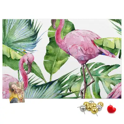 Nature-themed flamingo cork memo board