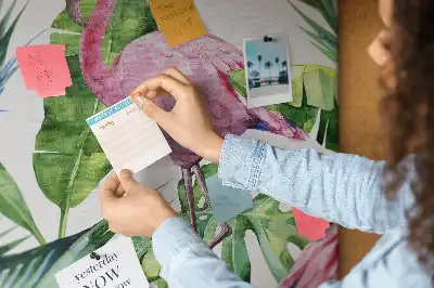 Nature-themed flamingo cork memo board