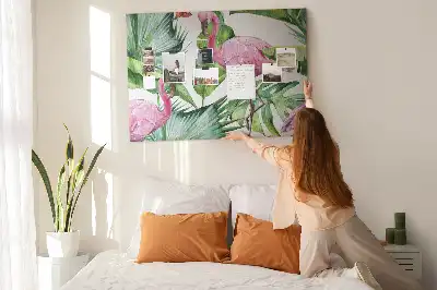 Nature-themed flamingo cork memo board