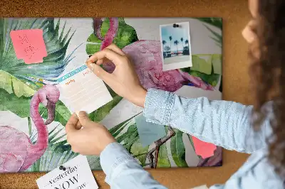 Nature-themed flamingo cork memo board