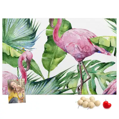 Nature-themed flamingo cork memo board