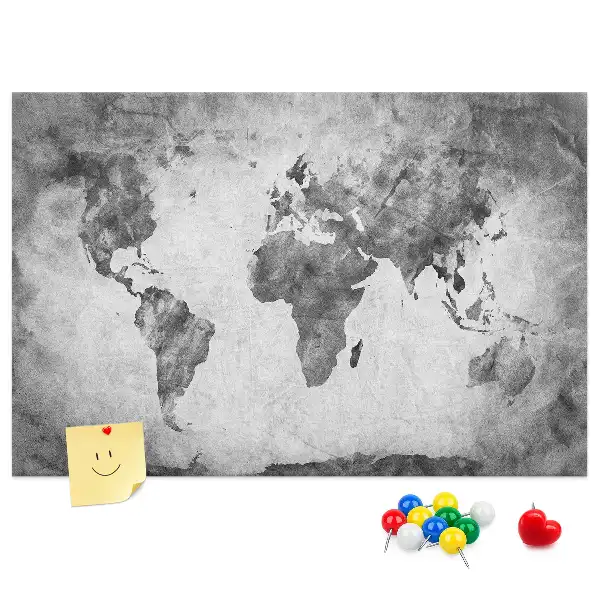 World Map Printed Cork Memo Board