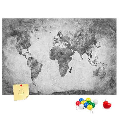 Printed Cork Memo Board World map