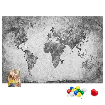 Printed Cork Memo Board World map