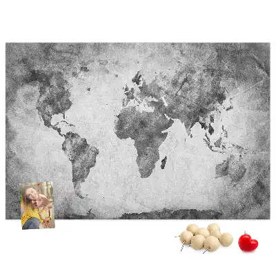 Printed Cork Memo Board World map
