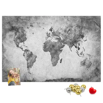 World Map Printed Cork Memo Board