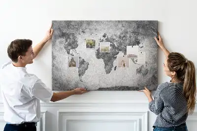 Printed Cork Memo Board World map