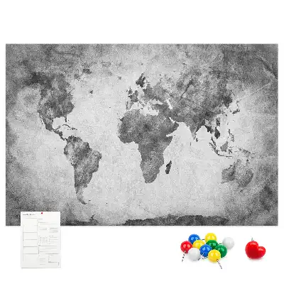 Printed Cork Memo Board World map