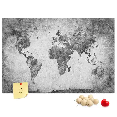 World Map Printed Cork Memo Board