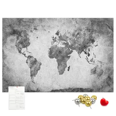 Printed Cork Memo Board World map