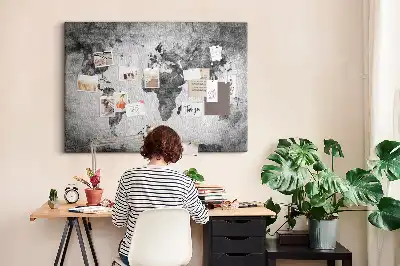 Printed Cork Memo Board World map