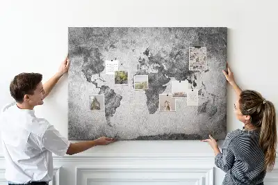 Printed Cork Memo Board World map