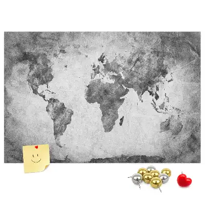 Printed Cork Memo Board World map
