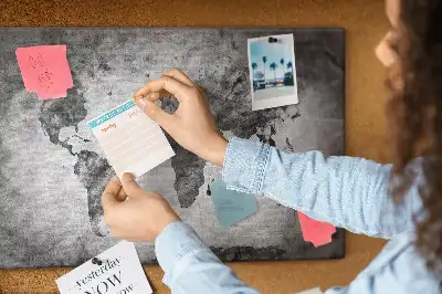 Printed Cork Memo Board World map