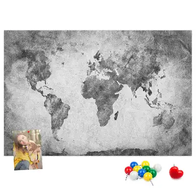 Printed Cork Memo Board World map