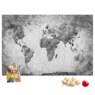 Printed Cork Memo Board World map