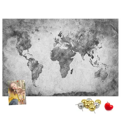 World Map Printed Cork Memo Board